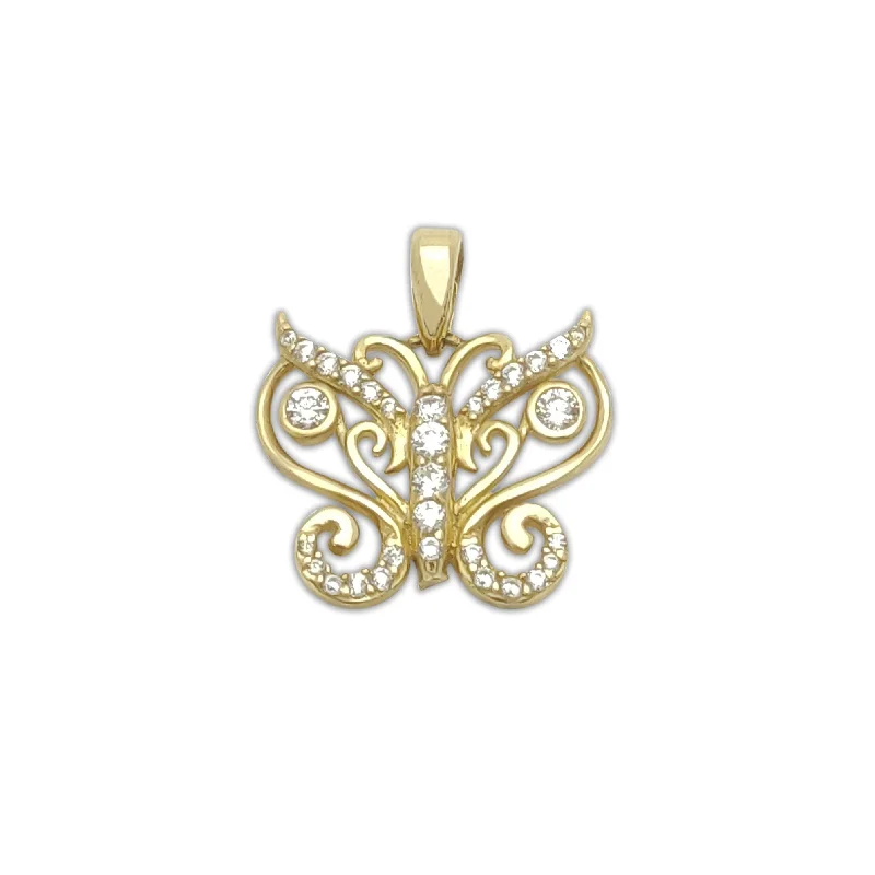 Jade pendants, symbolizing luck and prosperity in Asian cultures​ Sparkly Butterfly CZ Pendant (14K).