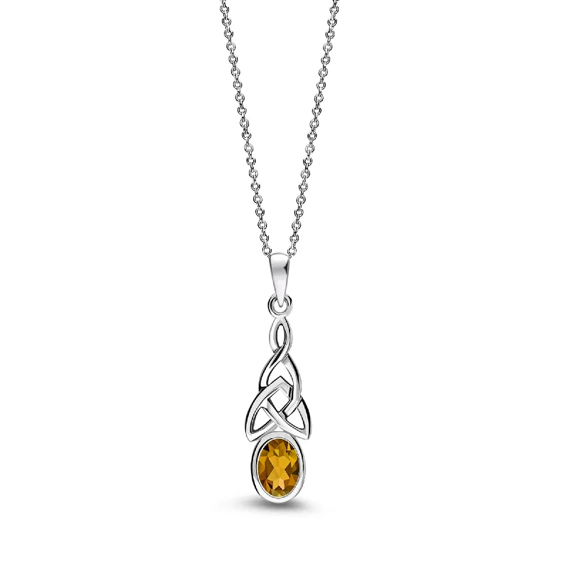 Locket Pendant Necklaces with Personalized EngravingsSterling Silver Citrine Celtic Oval Pendant