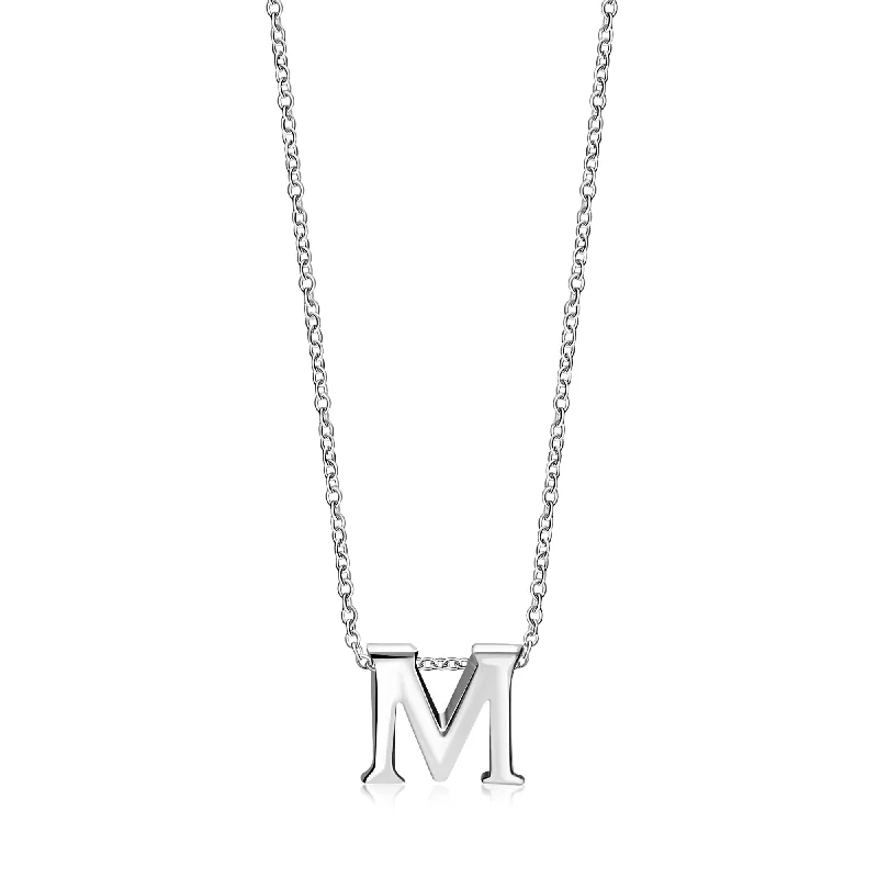 Crystal - Embellished Pendant Necklaces for a Glamorous LookSterling Silver Initial 'M' Necklace