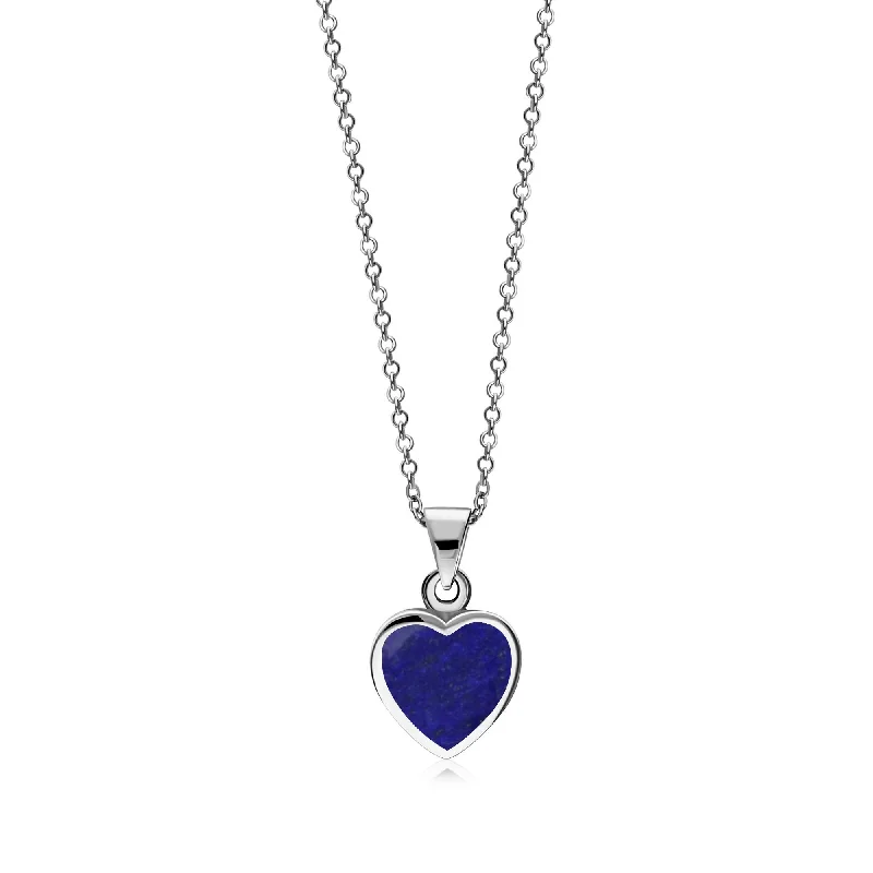Locket Pendant Necklaces with Personalized EngravingsSterling Silver Lapis Lazuli Heart Pendant