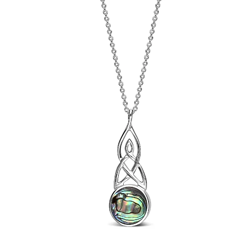 Zodiac Sign Pendant Necklaces for Astrology EnthusiastsSterling Silver Whitby Jet & Abalone Long Celtic Round Double Sided Pendant