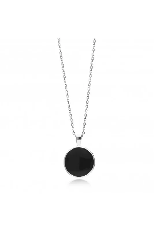 Nature - Inspired Pendant Necklaces with Leaf or Flower DesignsSterling Silver Whitby Jet Plain Round Pendant
