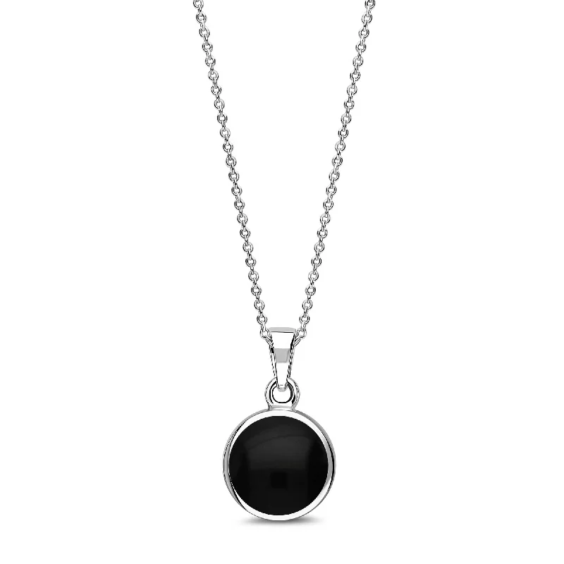 Nature - Inspired Pendant Necklaces with Leaf or Flower DesignsSterling Silver Whitby Jet Small Round Pendant