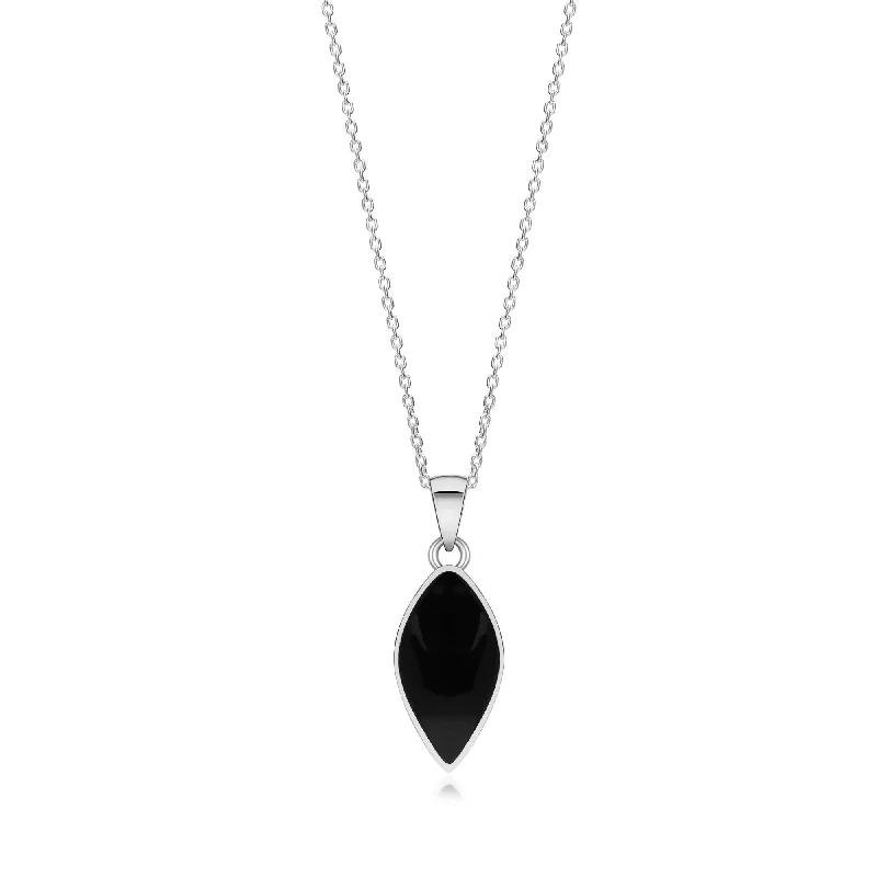 Locket Pendant Necklaces with Personalized EngravingsSterling Silver Whitby Pointed Pear Drop Pendant