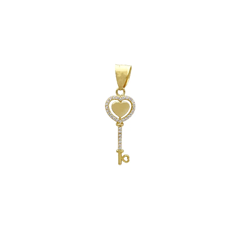 Pendant with a fringe for added texture and movement Stone-Set Love-Key Pendant (14K) Pendant with a fringe for added texture and movement Stone-Set Love-Key Pendant (14K)