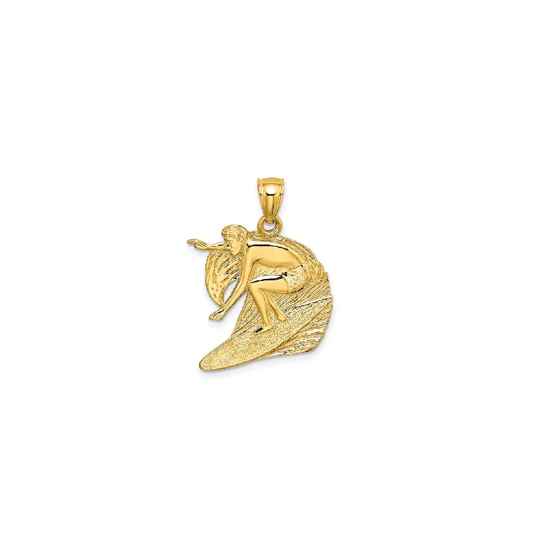 Charm Pendants with Multiple Small Decorative ElementsSurfer and Wave Pendant (14K) Charm Pendants with Multiple Small Decorative ElementsSurfer and Wave Pendant (14K)