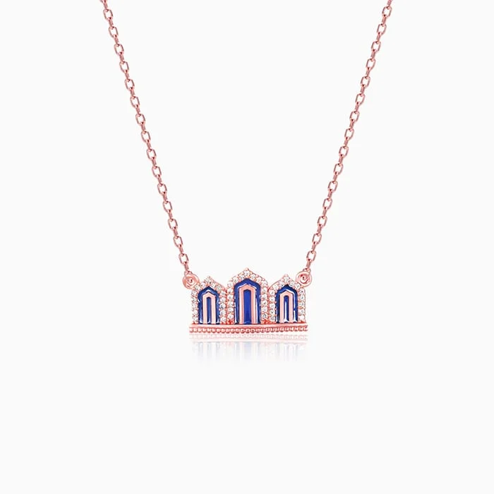 Locket Pendant Necklaces with Personalized EngravingsRose Gold Gates to Taj Necklace