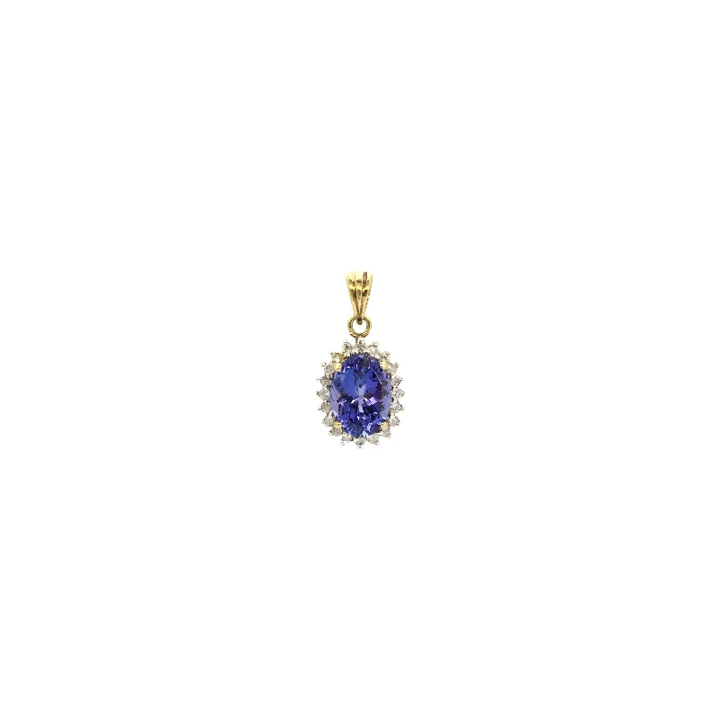 Star - shaped pendants for a celestial look Tanzanite Diamond Halo Oval Pendant (14K) Star - shaped pendants for a celestial look Tanzanite Diamond Halo Oval Pendant (14K)