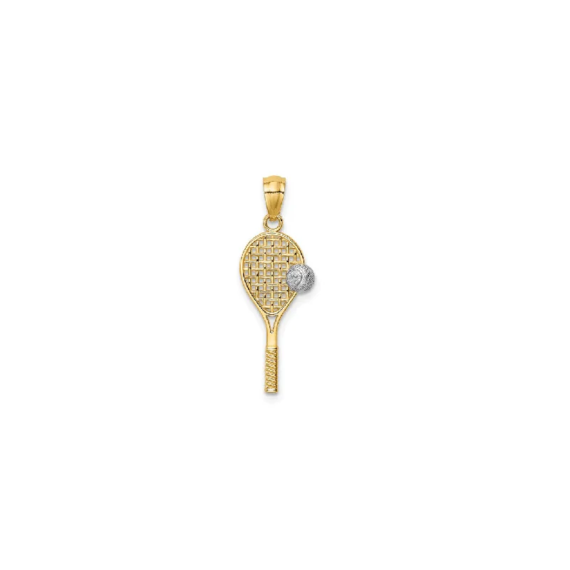 Gemstone - Encrusted Pendants with a Sparkling CenterpieceTennis Racquet Pendant (14K) Gemstone - Encrusted Pendants with a Sparkling CenterpieceTennis Racquet Pendant (14K)