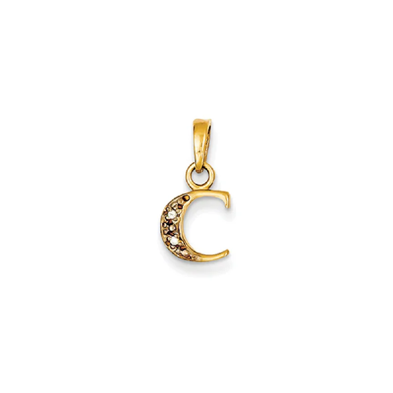 Charm Pendants with Multiple Small Decorative ElementsThe Chloe Mini Diamond Accent initial C Pendant in 14k Yellow Gold Charm Pendants with Multiple Small Decorative ElementsThe Chloe Mini Diamond Accent initial C Pendant in 14k Yellow Gold