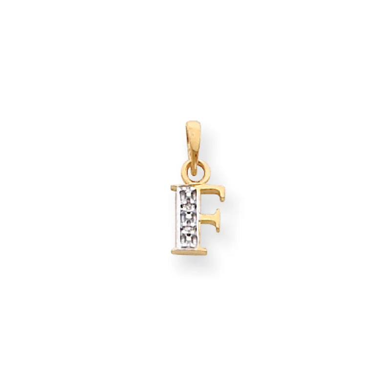 Religious Pendants with Cross or Star of David DesignsThe Chloe Mini Diamond Accent initial F Pendant in 14k Yellow Gold Religious Pendants with Cross or Star of David DesignsThe Chloe Mini Diamond Accent initial F Pendant in 14k Yellow Gold