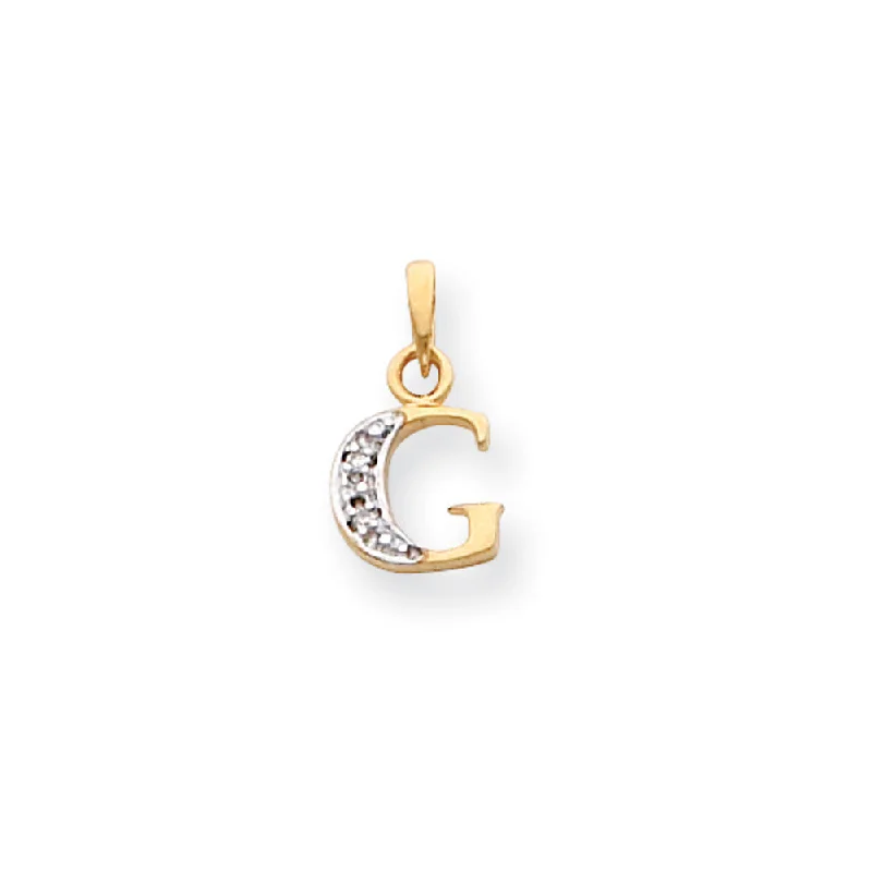 Initial Letter Pendants for a Personalized TouchThe Chloe Mini Diamond Accent initial G Pendant in 14k Yellow Gold Initial Letter Pendants for a Personalized TouchThe Chloe Mini Diamond Accent initial G Pendant in 14k Yellow Gold