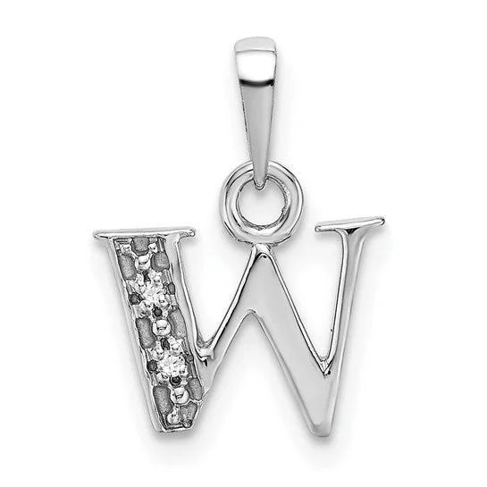 Charm Pendants with Multiple Small Decorative ElementsThe Chloe Mini Diamond Accent Initial W Pendant in 14k White Gold Charm Pendants with Multiple Small Decorative ElementsThe Chloe Mini Diamond Accent Initial W Pendant in 14k White Gold
