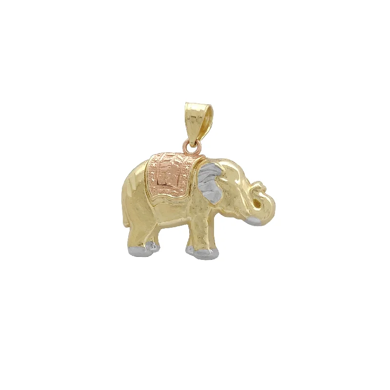 Flower - shaped pendants, including roses, lilies, and daisies​ Tri-Tone Elephant Pendant (14K)