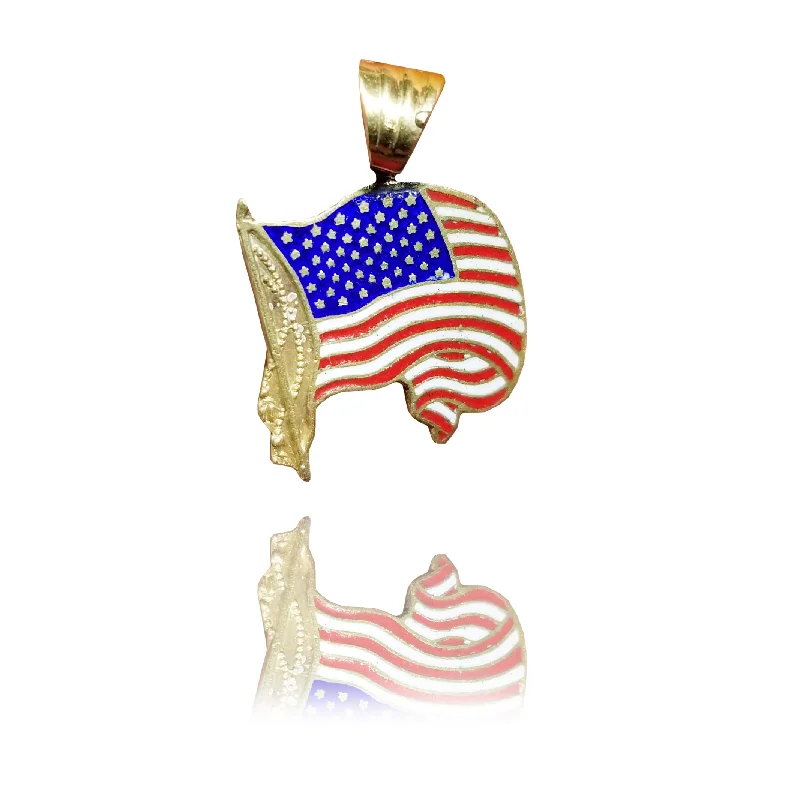 Music - note pendants for music lovers​ USA Flag Yellow Gold Pendant (14K)