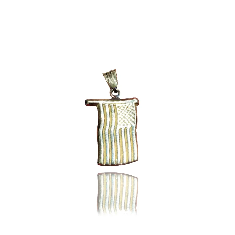 Titanium pendants known for their durability and lightweight nature​ USA Flag Yellow Gold Pendant (14K)